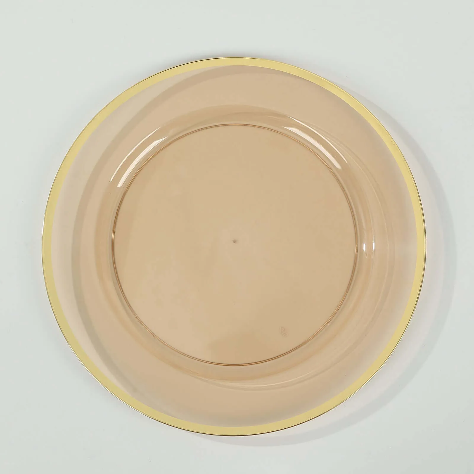 10 Pack Amber Gold Economy Plastic Charger Plates With Gold Rim, 12" Round Transparent Dinner Chargers Event Tabletop Decor