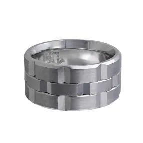 18kt White Gold Beveled Men's Band