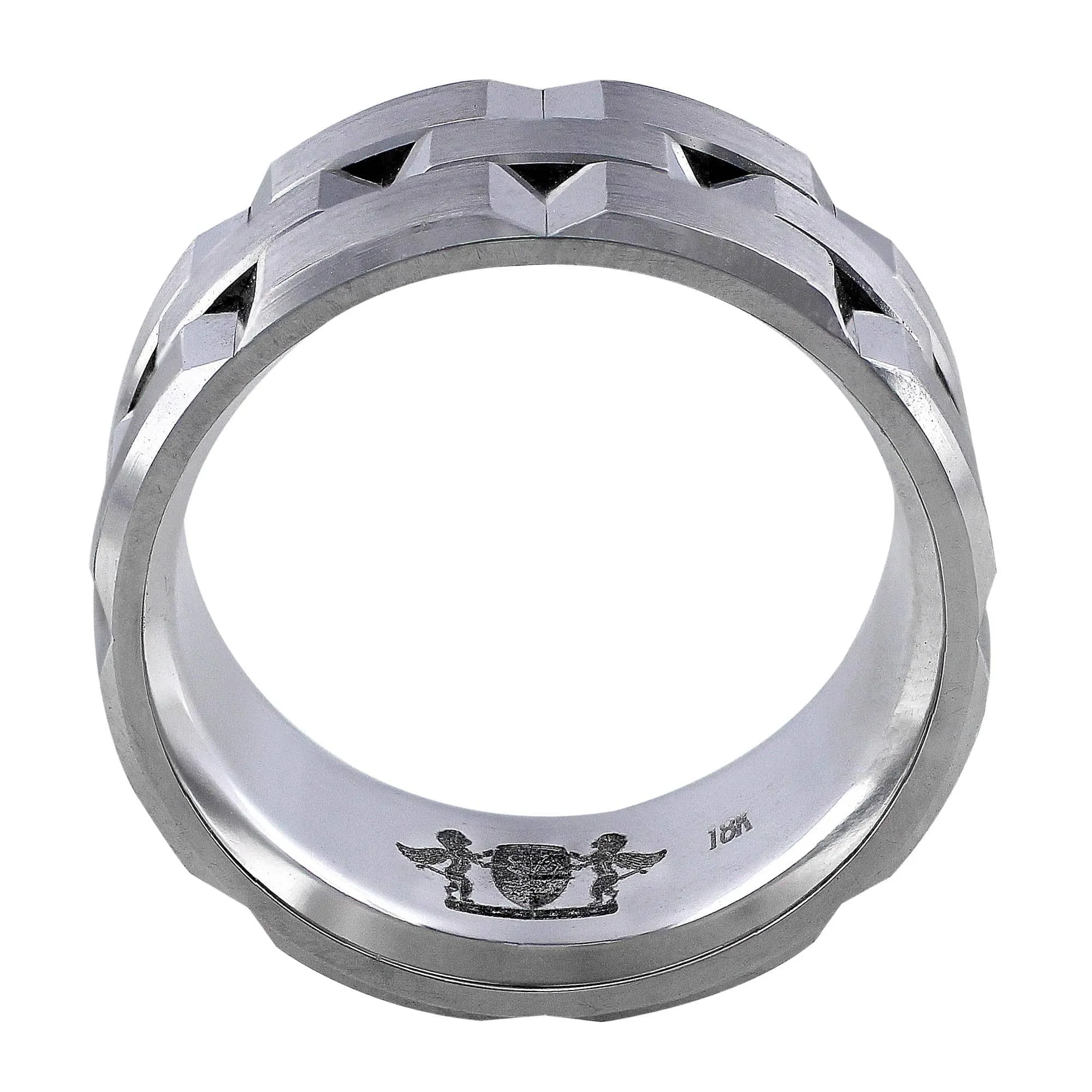 18kt White Gold Beveled Men's Band