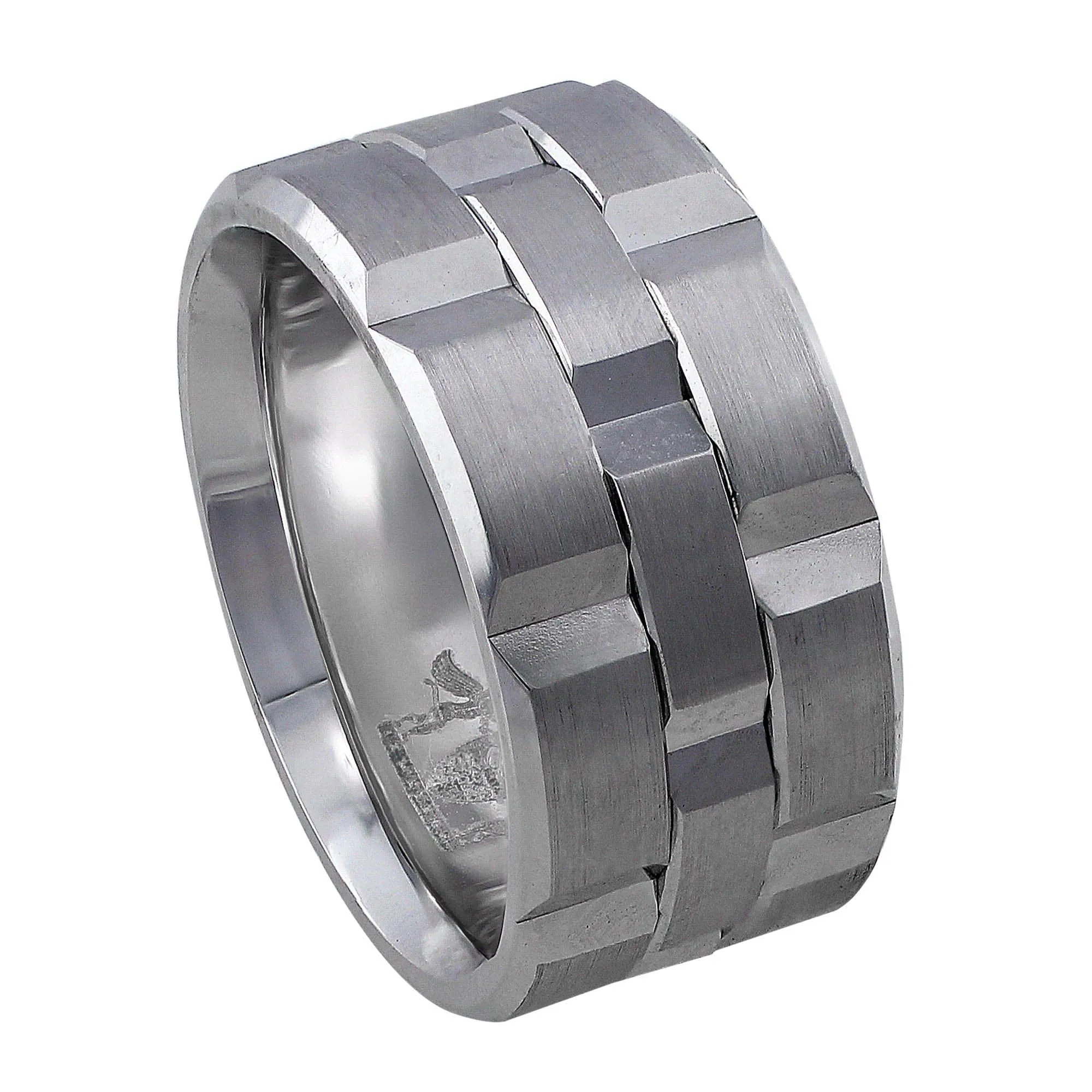 18kt White Gold Beveled Men's Band