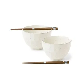 5.25" Bowl and Chop Sticks Set/2, "Boulder White"