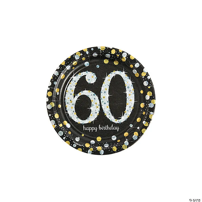 60TH BIRTHDAY CAKE PLATE - SPARKLING CELEBRATION