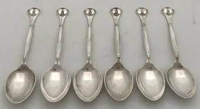 A George V Set of Six Silver Plated Teaspoons in the Arts & Crafts Manner, circa 1928.