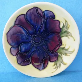 A Moorcroft Pin Dish in the Anemone Design on the Rarer Yellow Ground