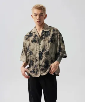 Abstract Print Tie-Dye Oversized Button-Up Shirt