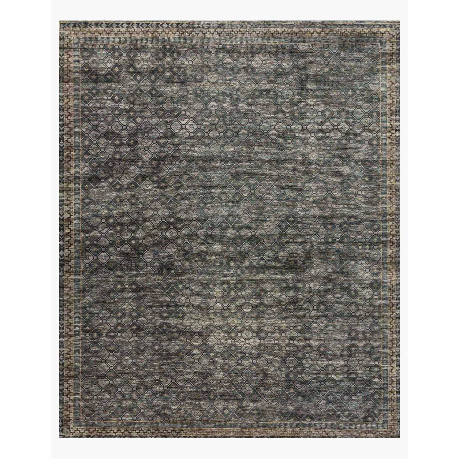 Amara Hand Knotted Rug in Ink/Turquoise Grey