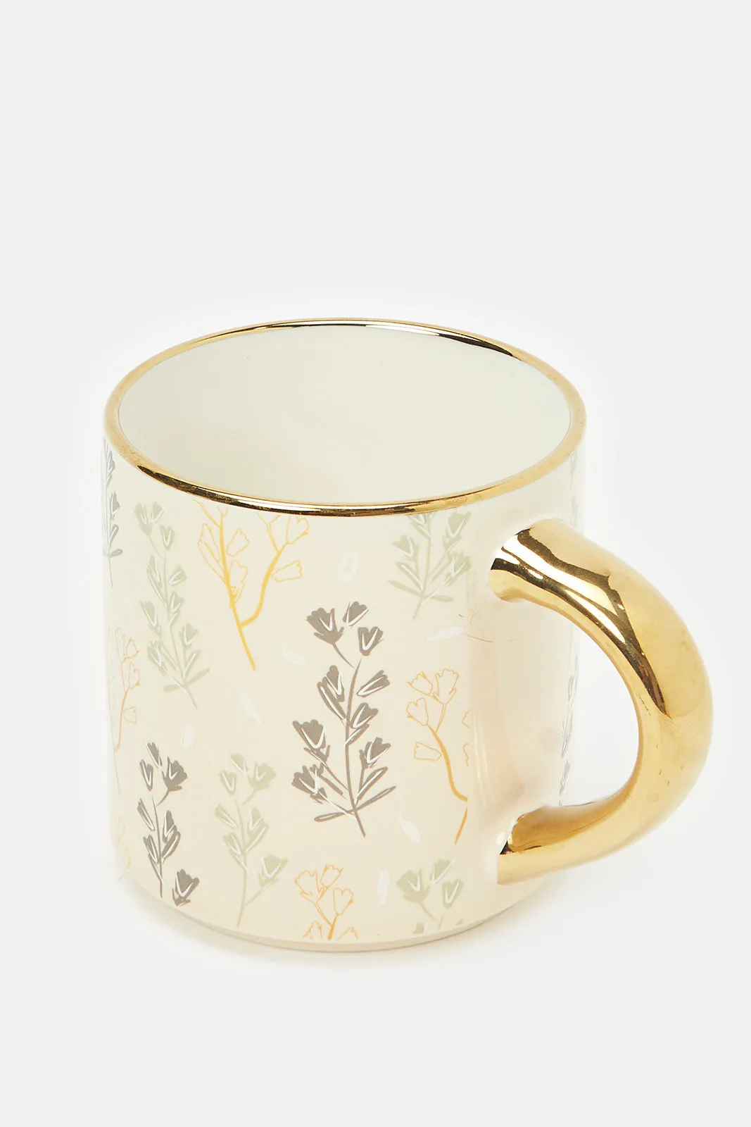 Assorted Floral Mug With Gold Handle