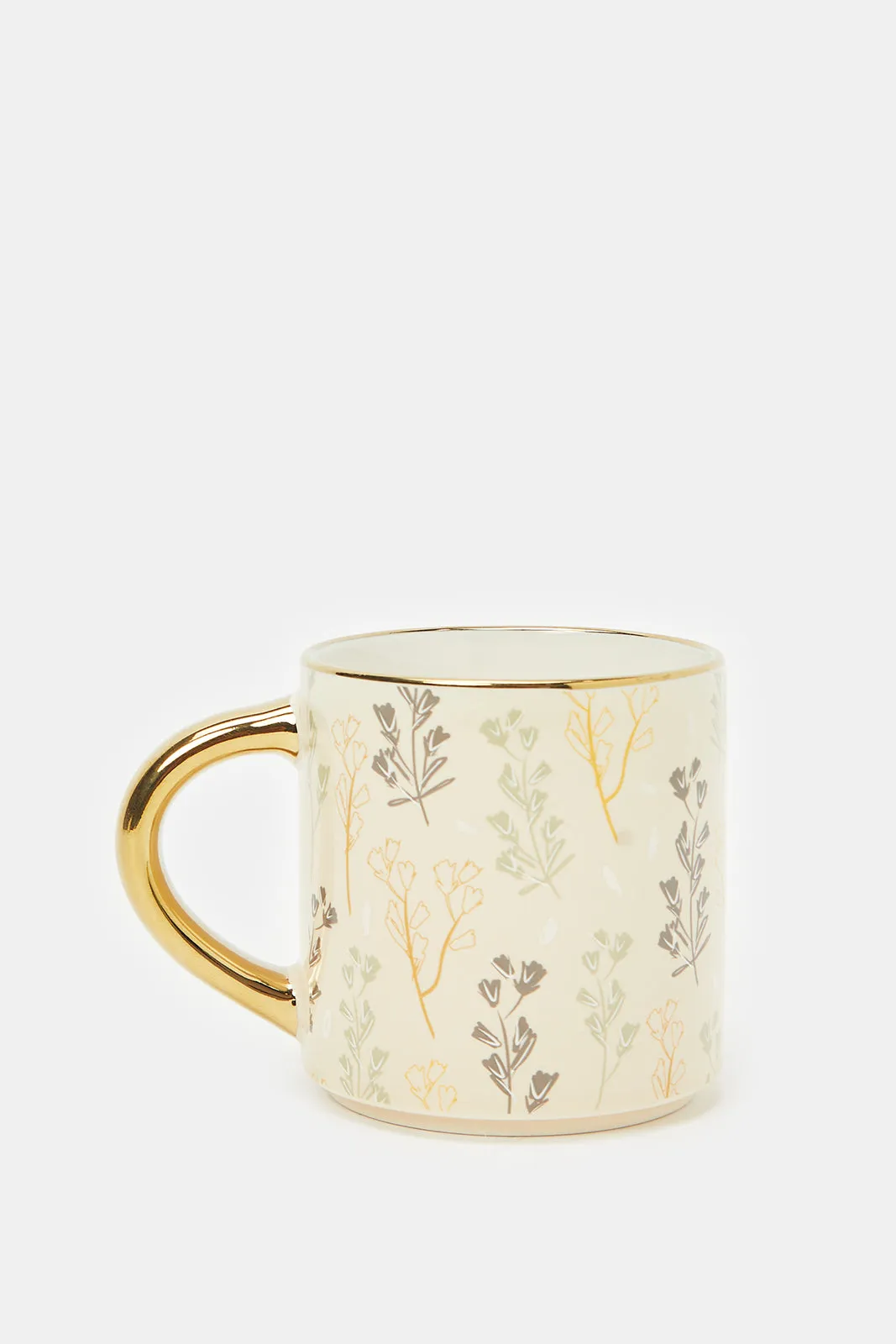 Assorted Floral Mug With Gold Handle