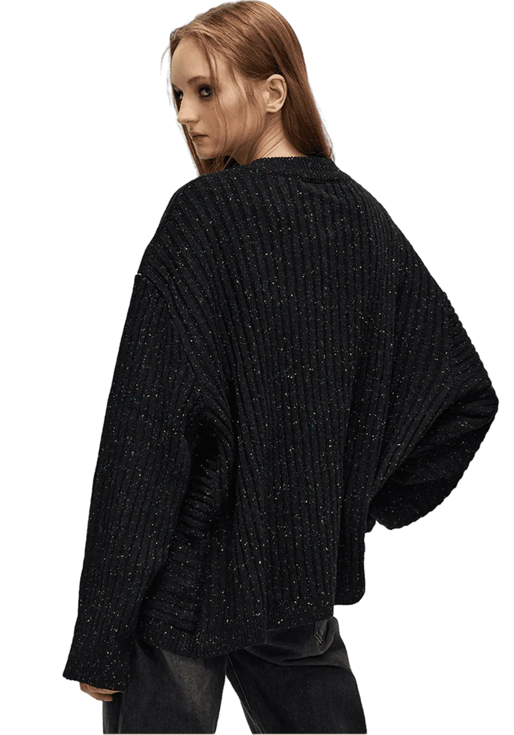 Asymmetric Wool Textured Knitted Jacket