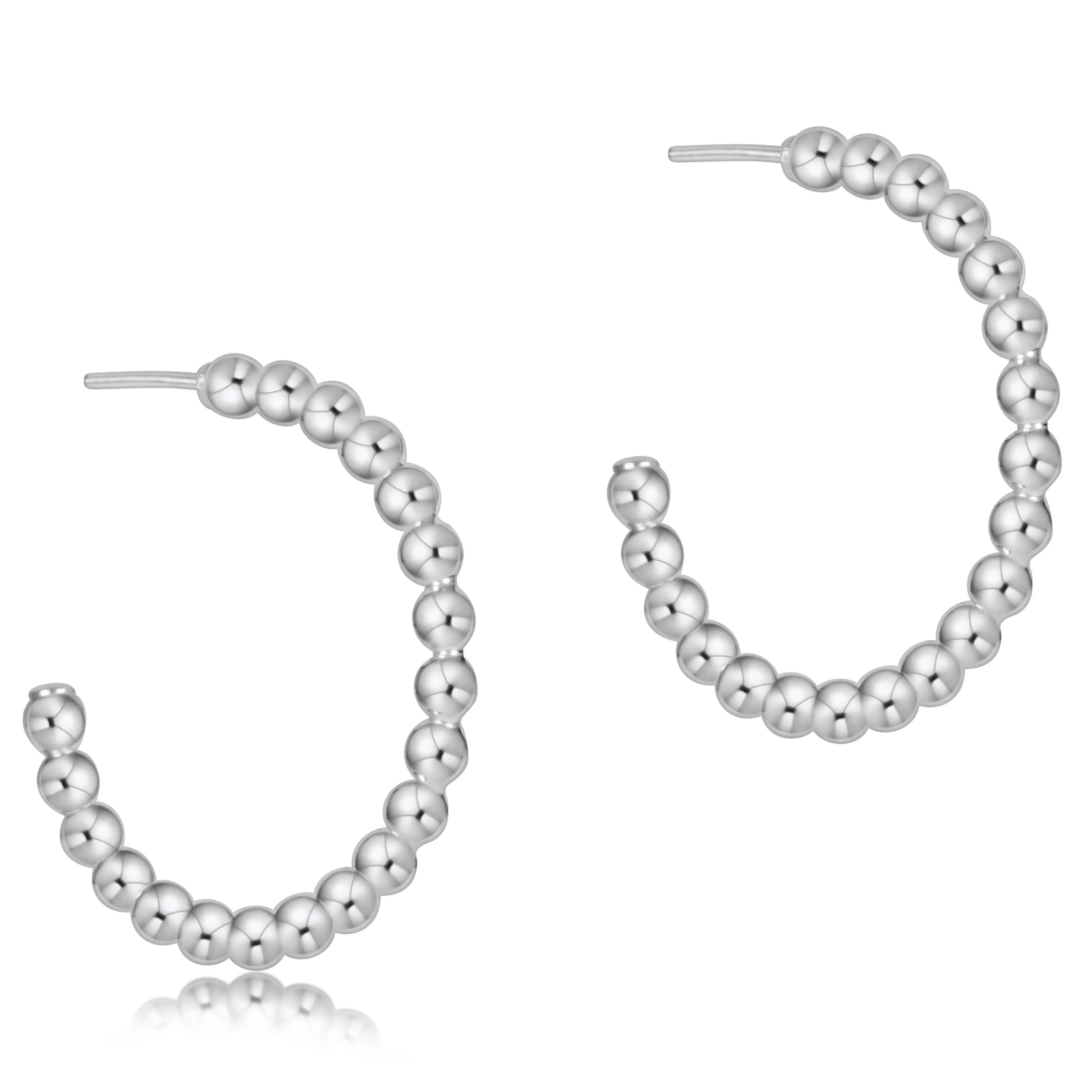 Beaded Classic Post Hoop - 4mm Sterling