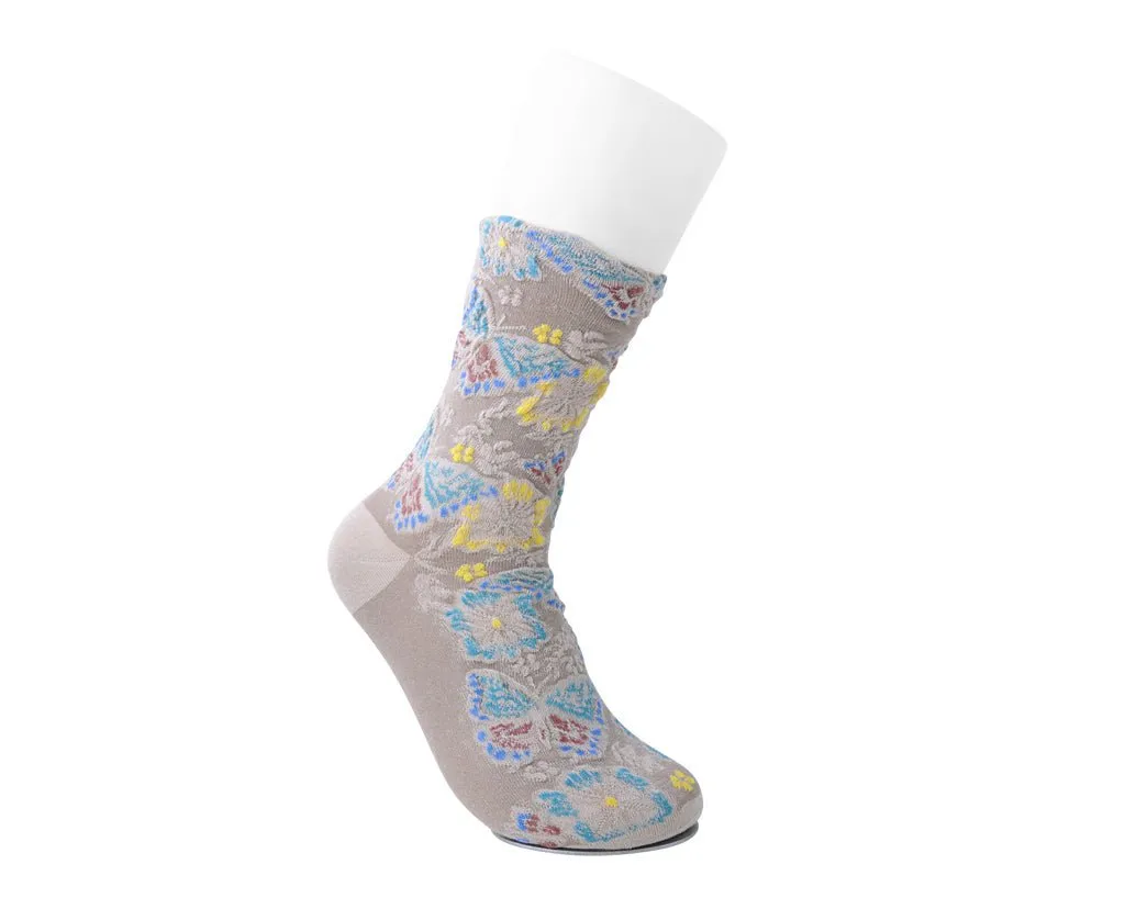 Beige Floral Sock