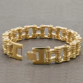 Biker Motorcycle Chain 18K Gold Heavy 316L Stainless Steel Bracelet