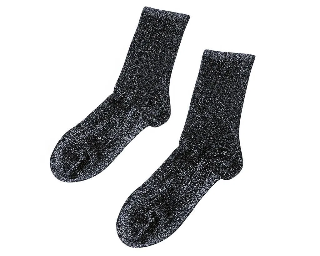 Black Sparkly Metallic Sock