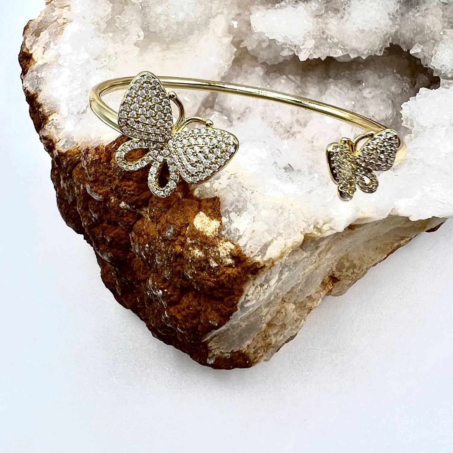 Butterfly Pair Open Bangle Bracelet