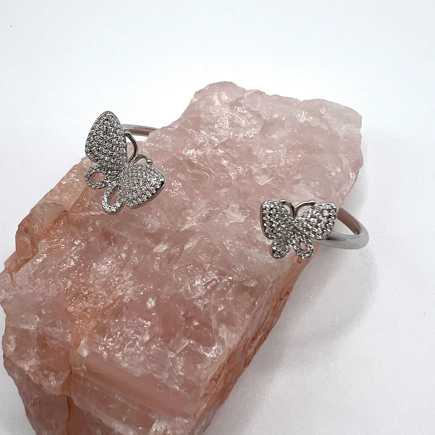 Butterfly Pair Open Bangle Bracelet