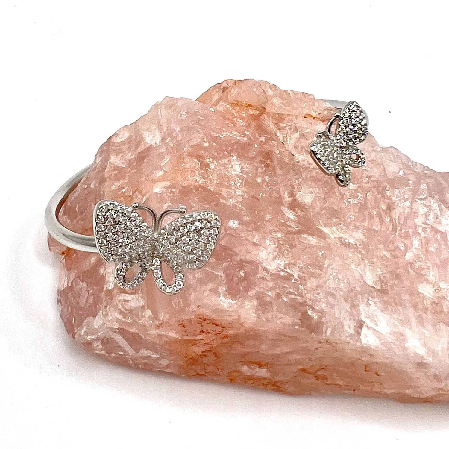 Butterfly Pair Open Bangle Bracelet