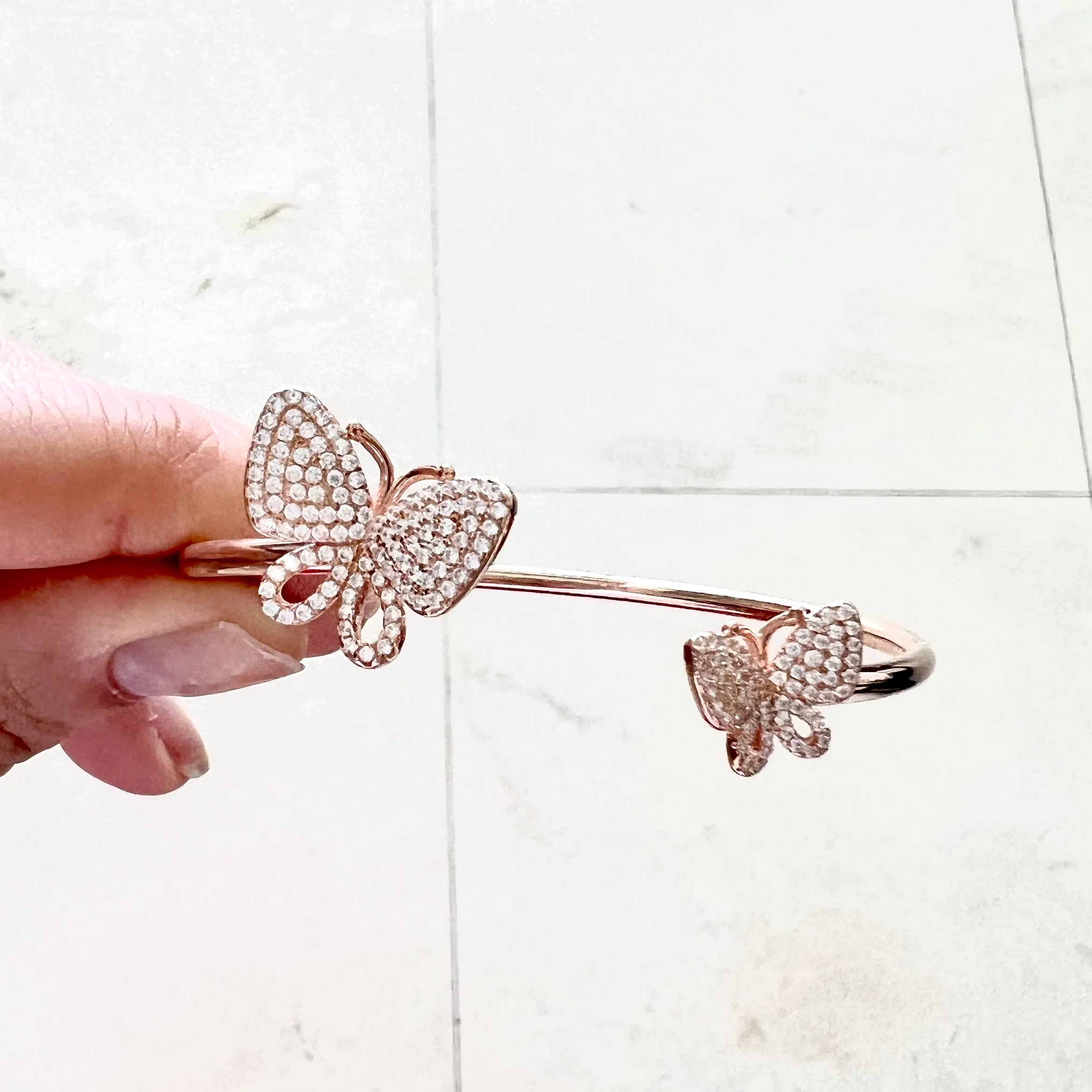 Butterfly Pair Open Bangle Bracelet