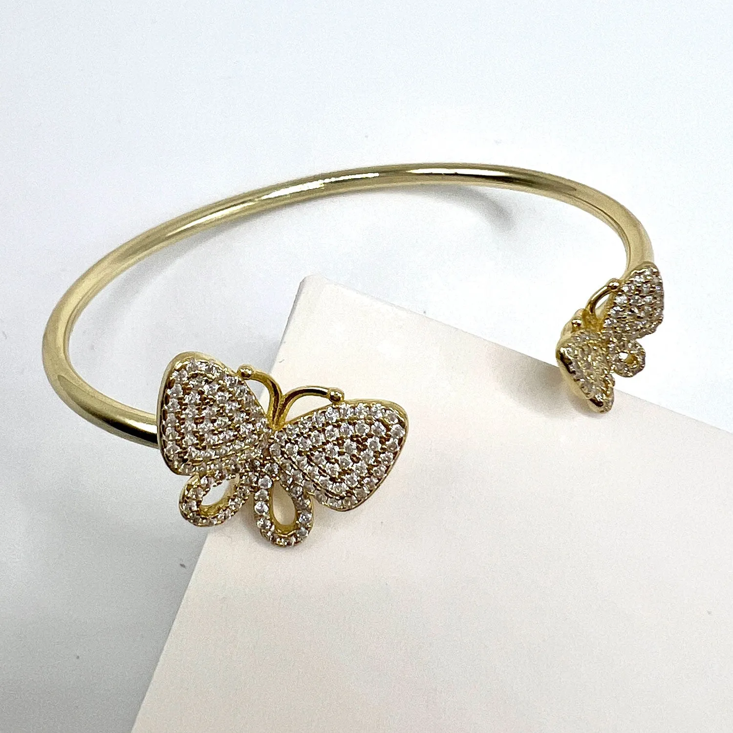 Butterfly Pair Open Bangle Bracelet