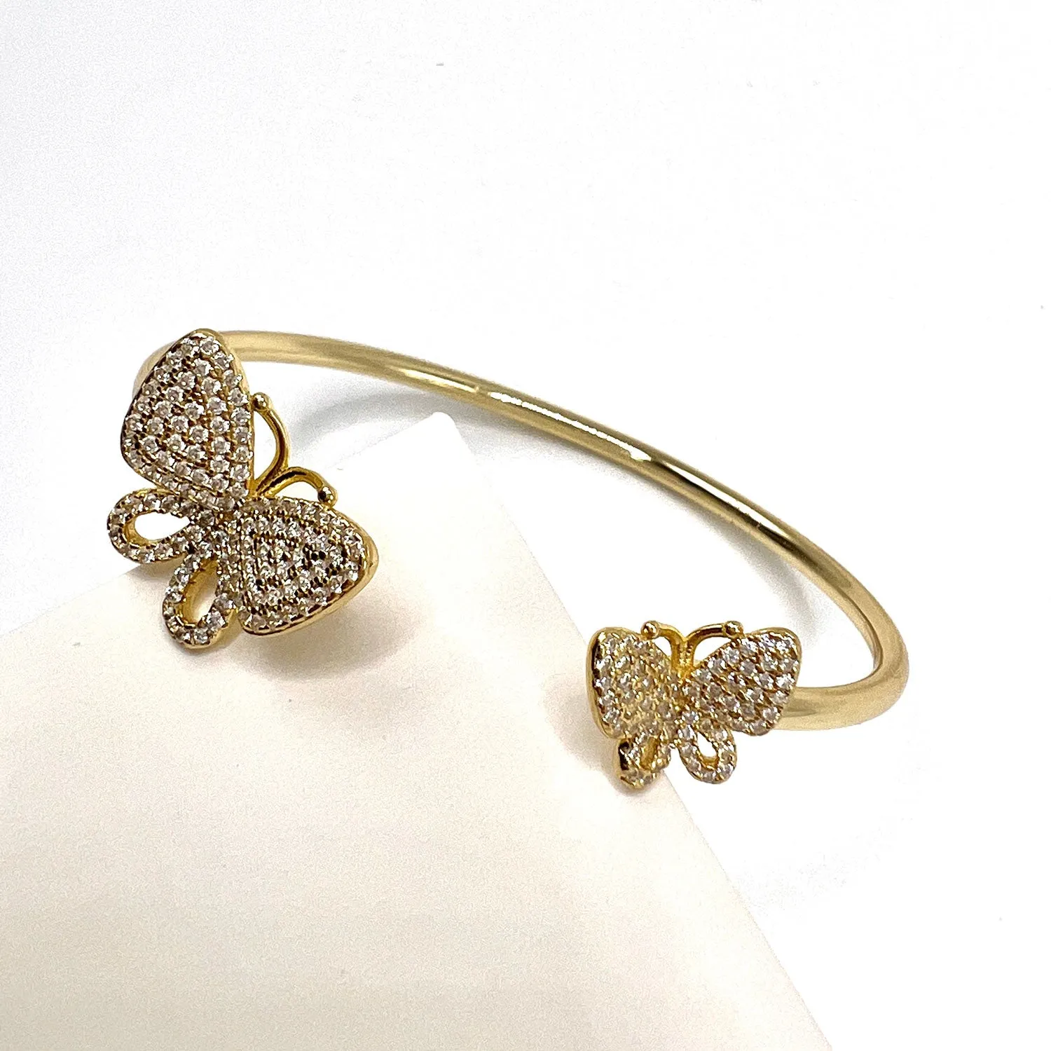 Butterfly Pair Open Bangle Bracelet