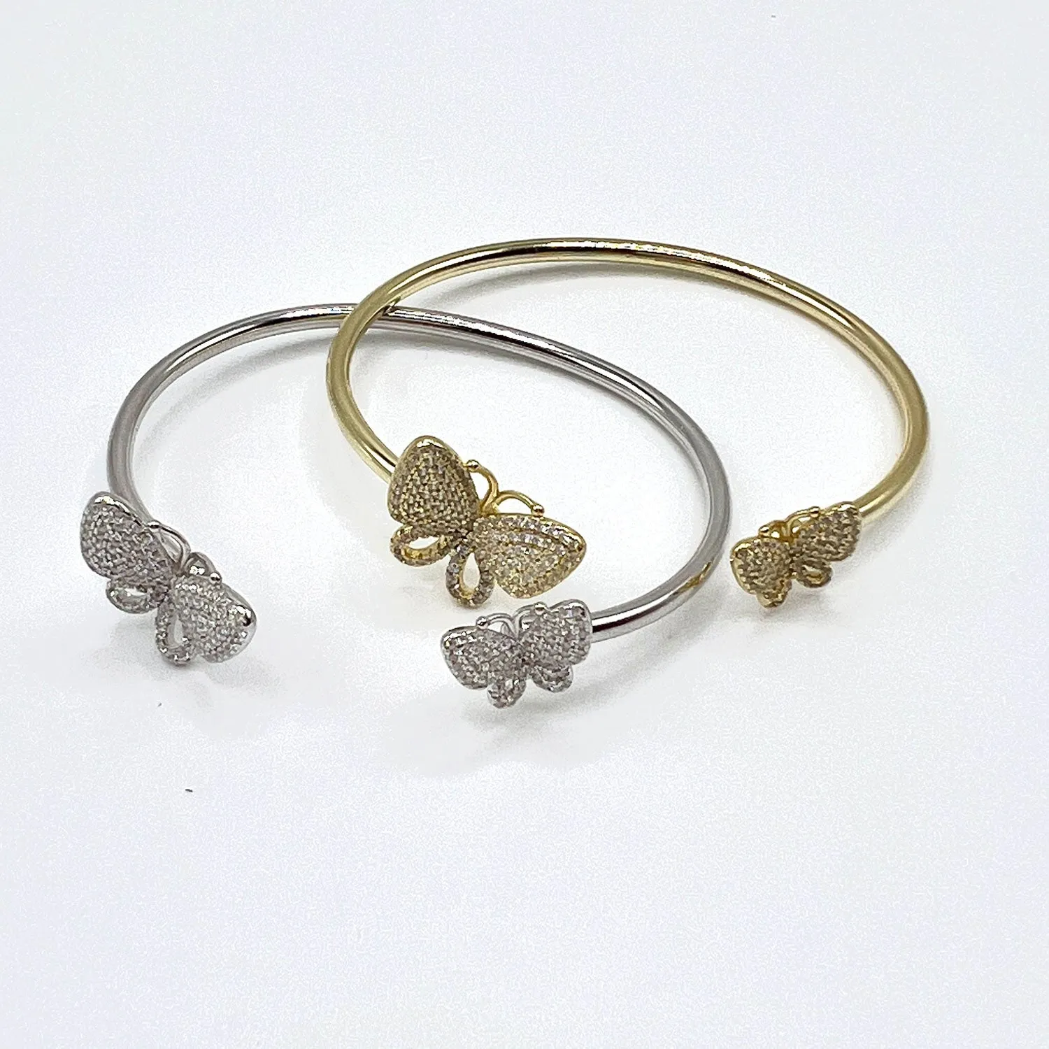 Butterfly Pair Open Bangle Bracelet