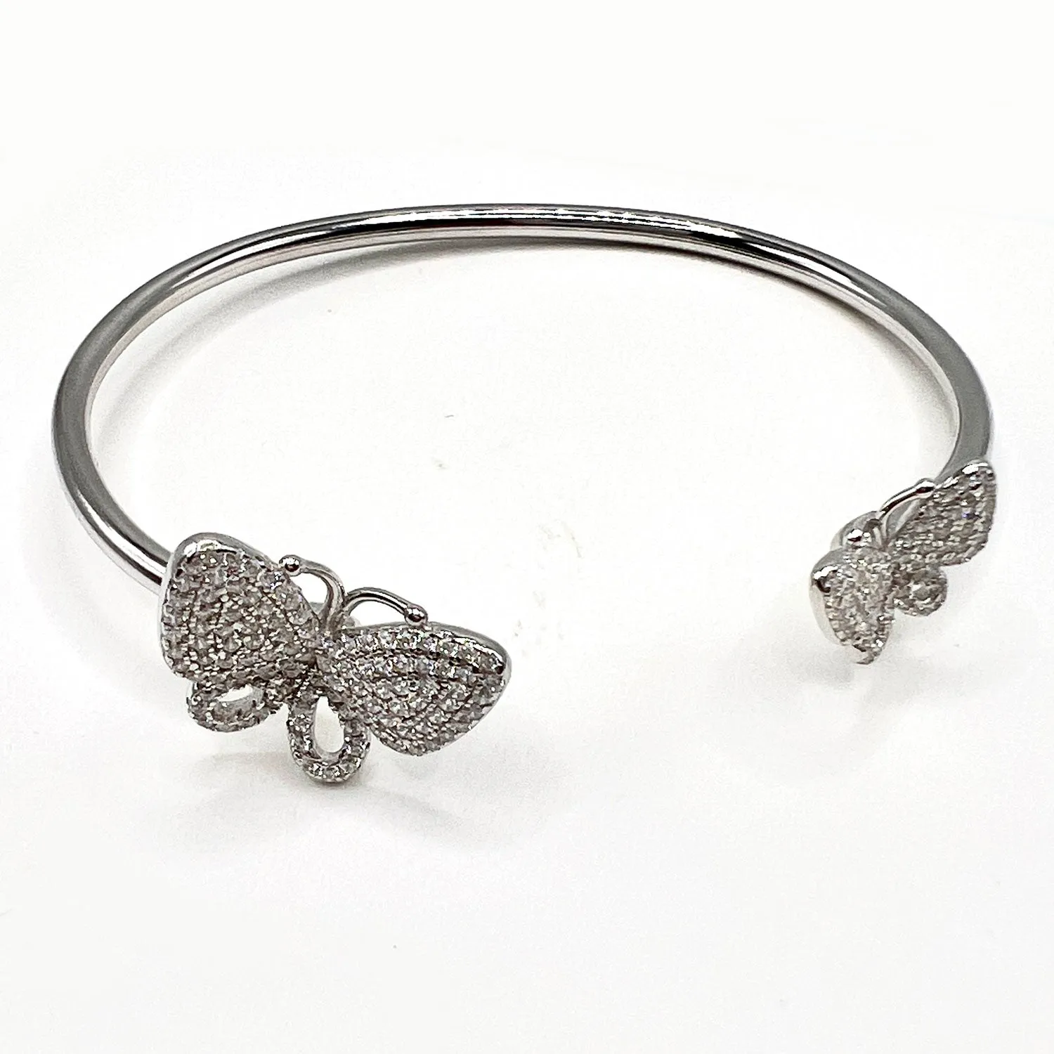 Butterfly Pair Open Bangle Bracelet