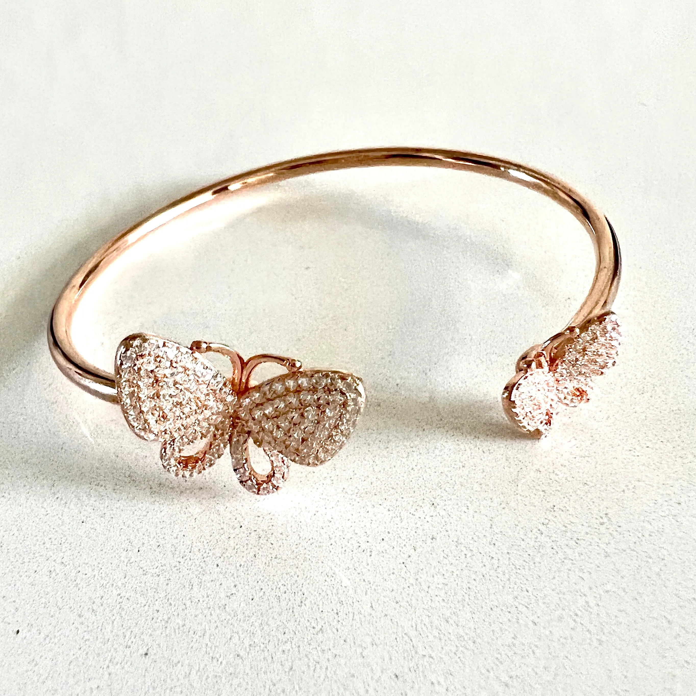 Butterfly Pair Open Bangle Bracelet