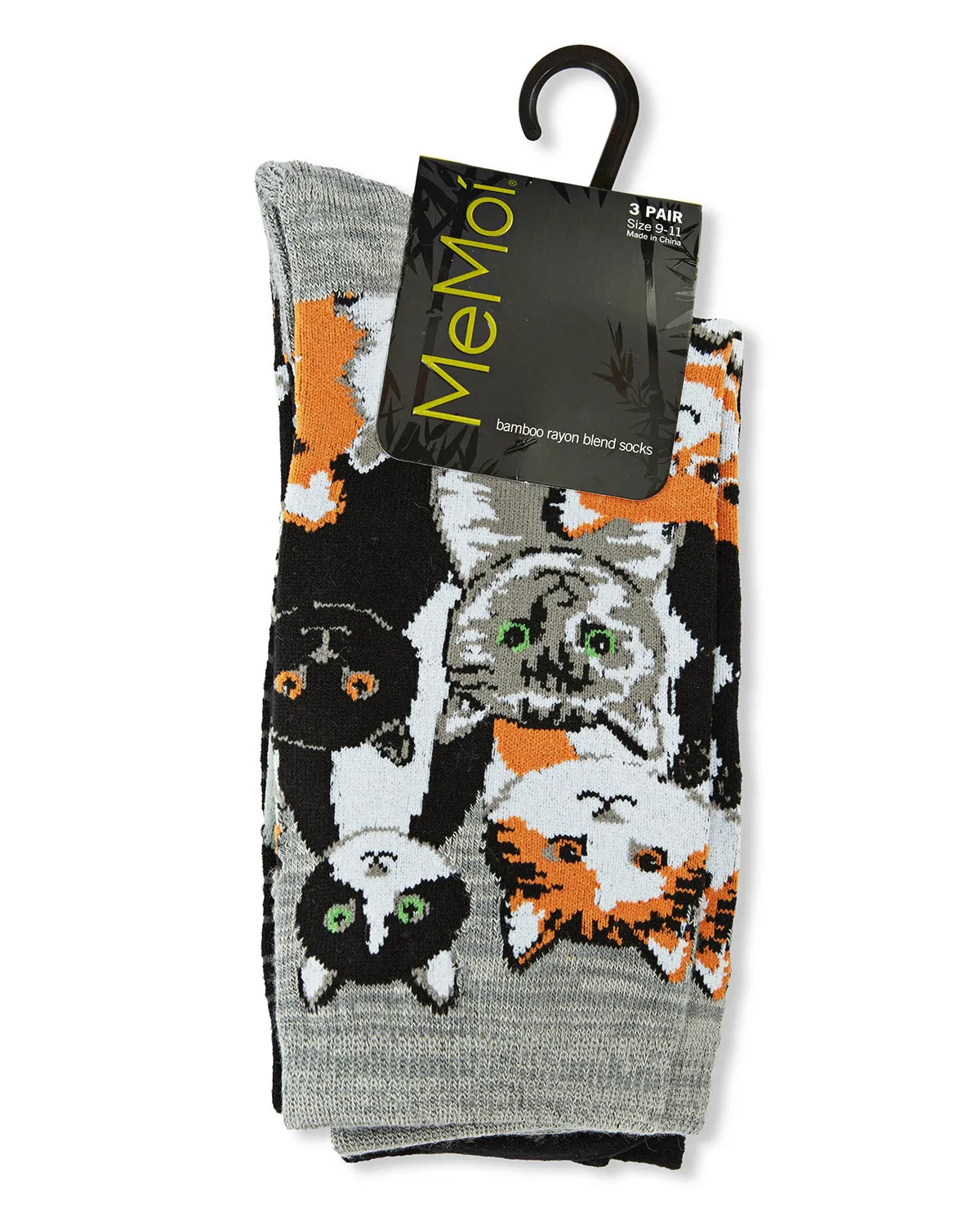 Cats Montage Bamboo Blend Crew 3 Pair Pack