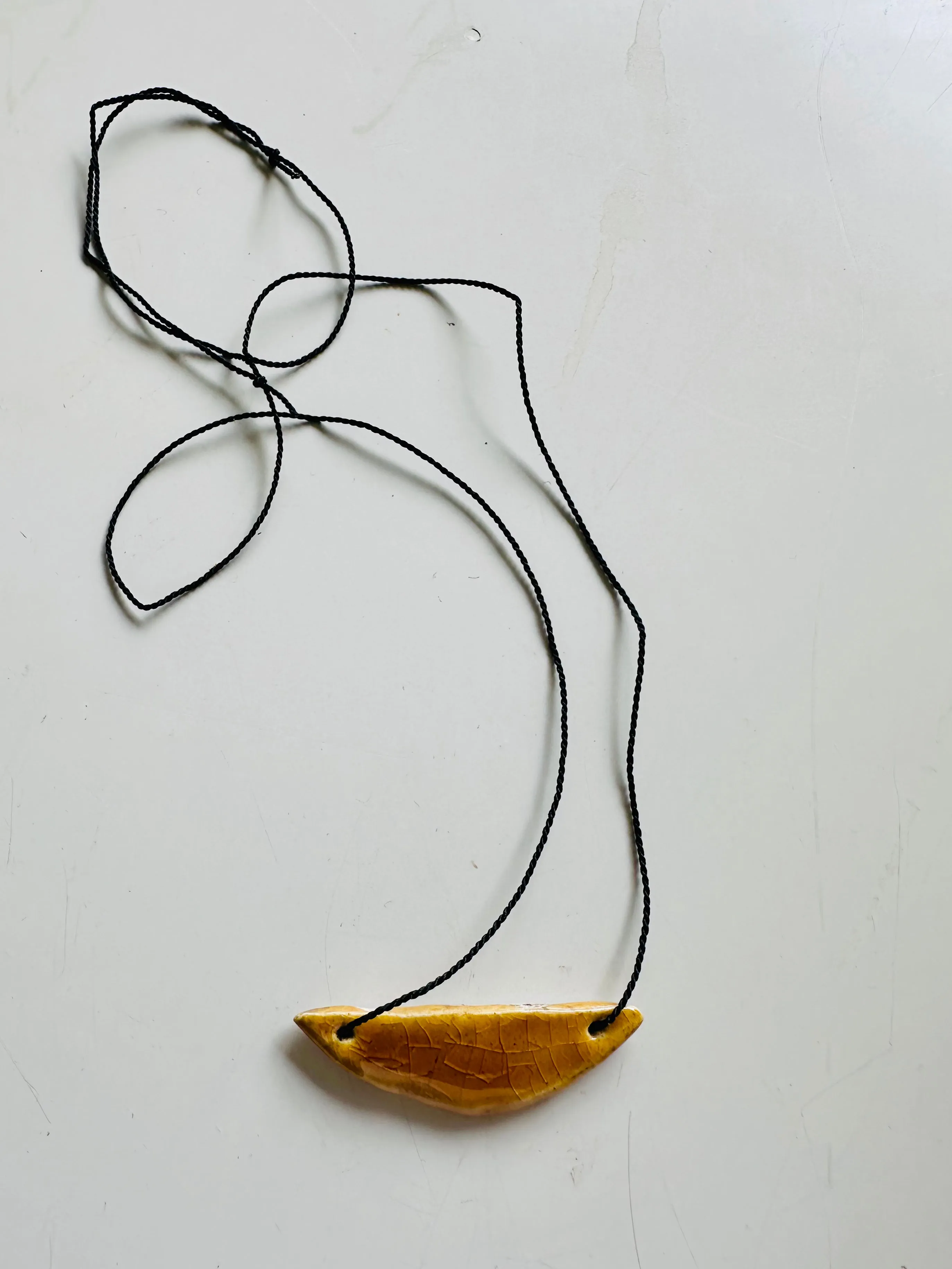 Ceramic Necklace Crescent SMALL — GOLDEN DUST CRAQUELURE