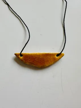 Ceramic Necklace Crescent SMALL — GOLDEN DUST CRAQUELURE