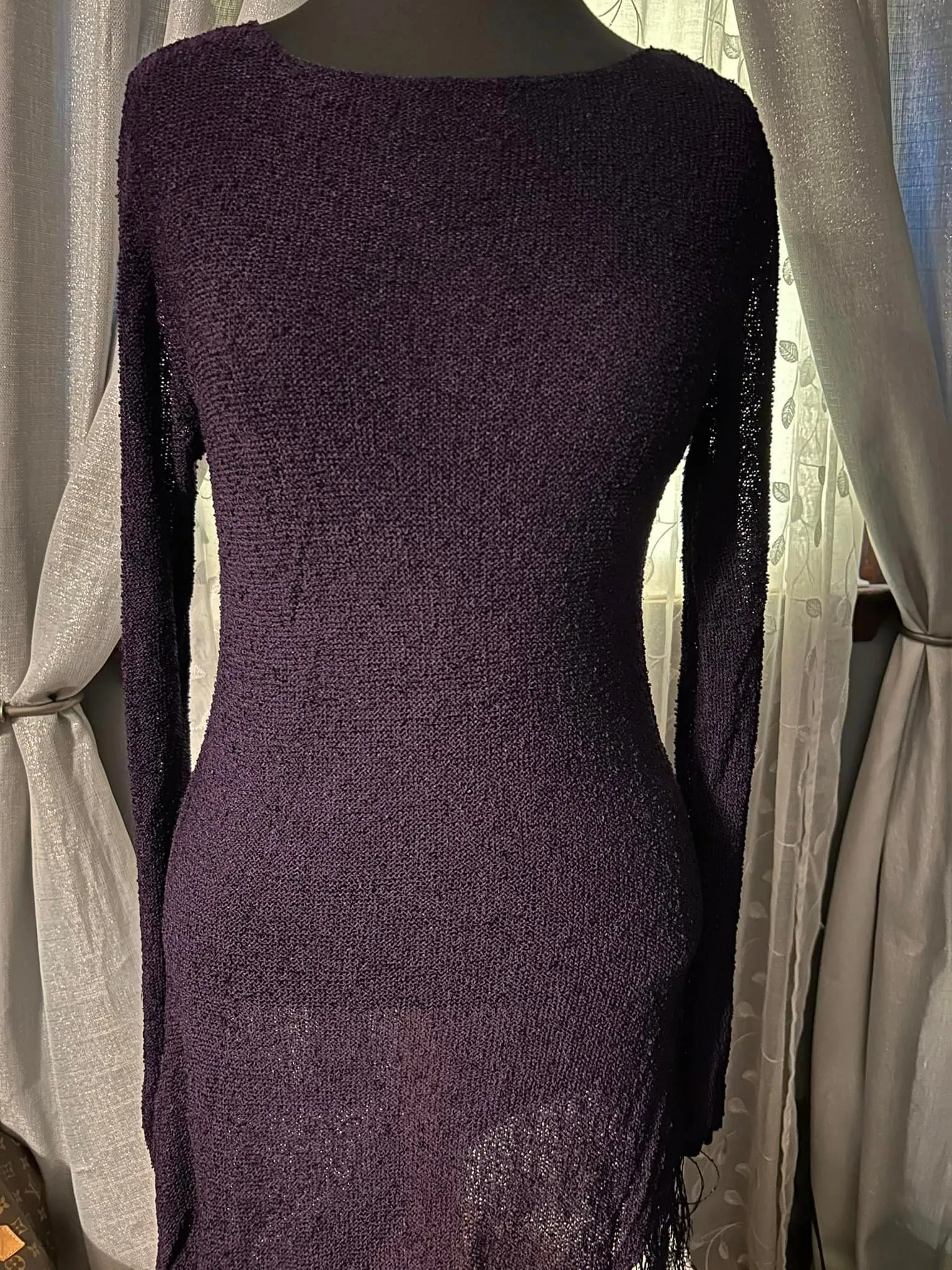 CHICO Semi-Sheer Knit Dress Eggplant