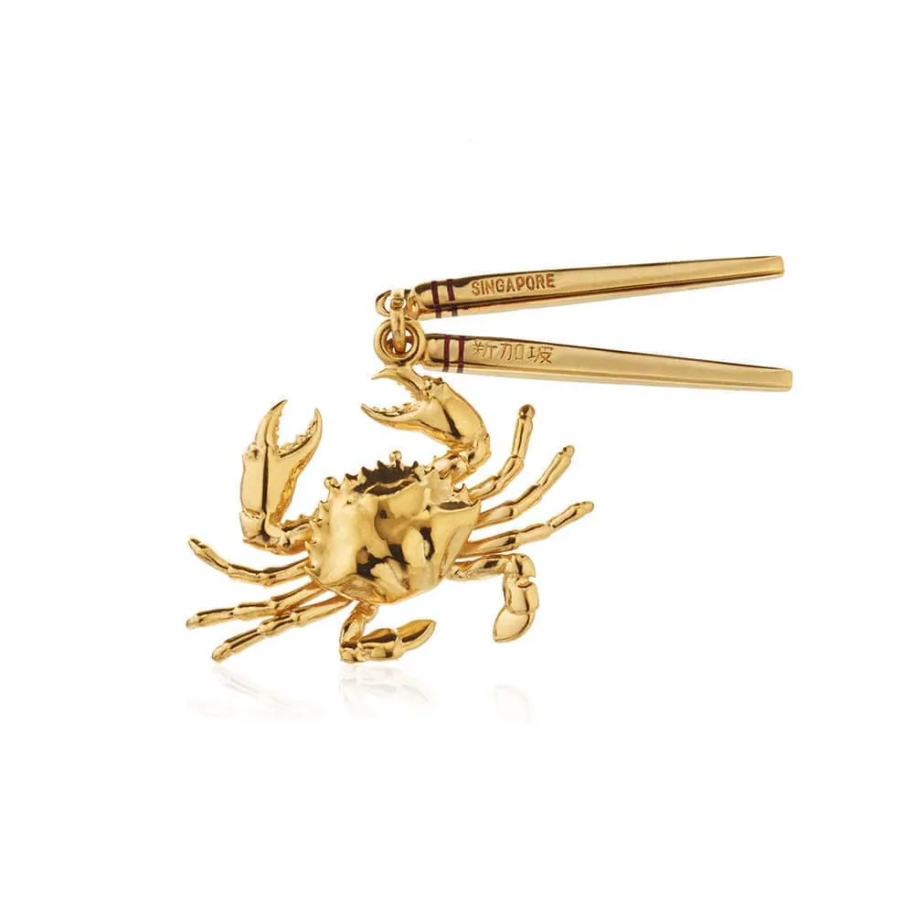 Chilli Crab and Chopsticks Charm Singapore Gold