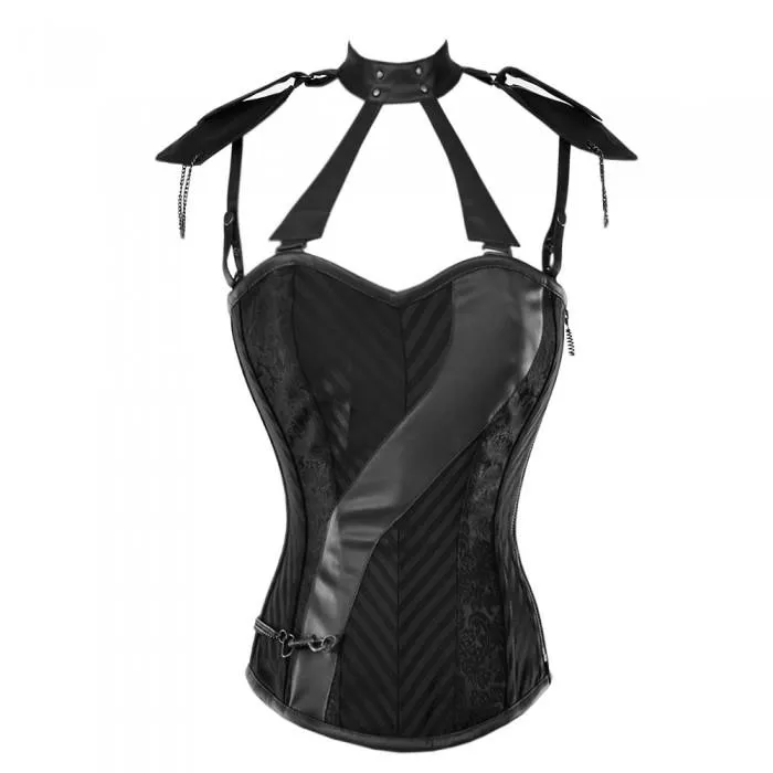 Coleen Gothic Corset With Faux Leather Cage Straps