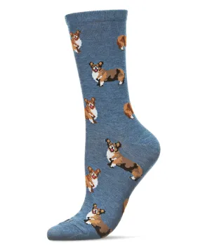 Corgi Cuties Bamboo Blend Crew Sock