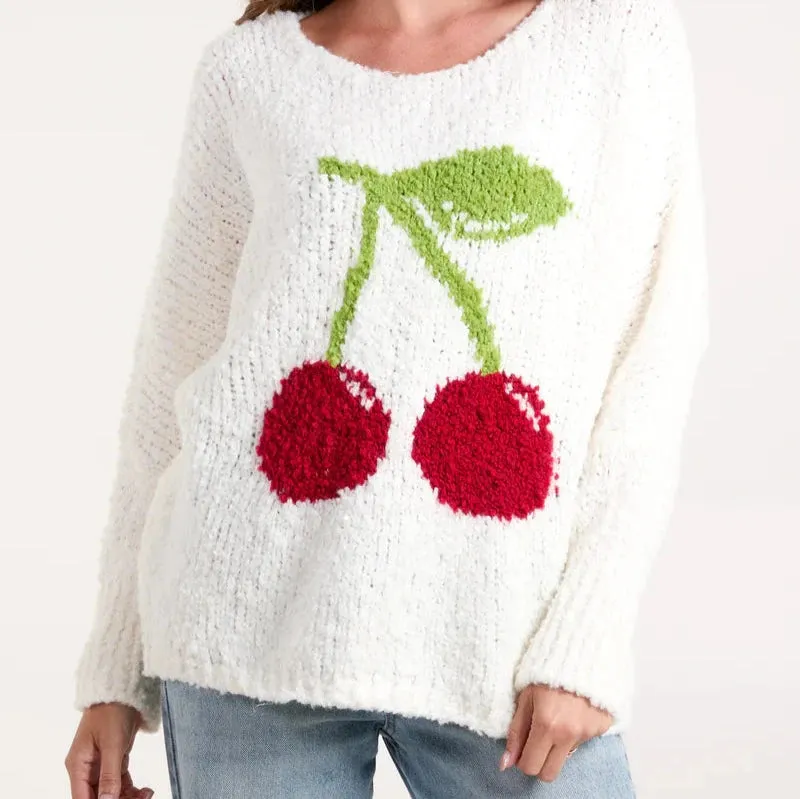 Crew Neck Jumper with Cherry front