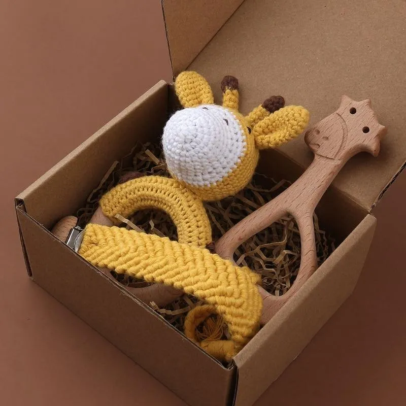 Crochet Set: Rattle, Teether & Pacifier Holder