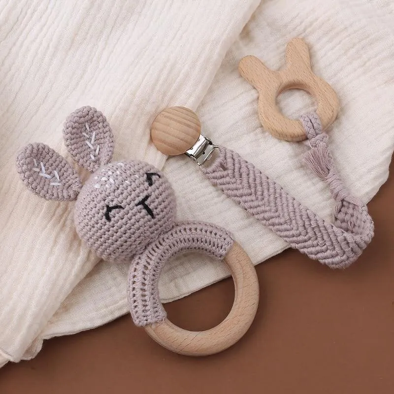 Crochet Set: Rattle, Teether & Pacifier Holder