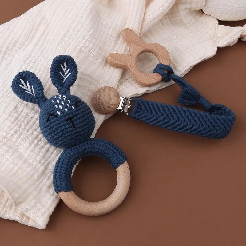 Crochet Set: Rattle, Teether & Pacifier Holder