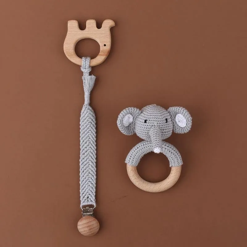 Crochet Set: Rattle, Teether & Pacifier Holder