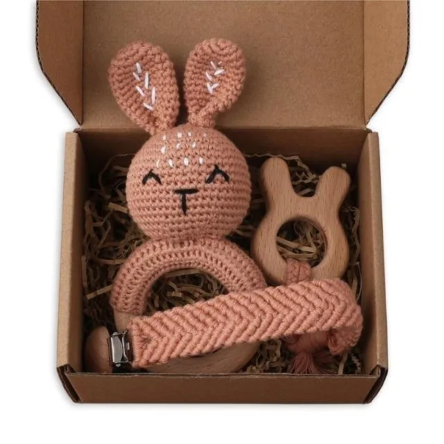 Crochet Set: Rattle, Teether & Pacifier Holder