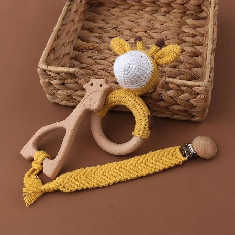 Crochet Set: Rattle, Teether & Pacifier Holder