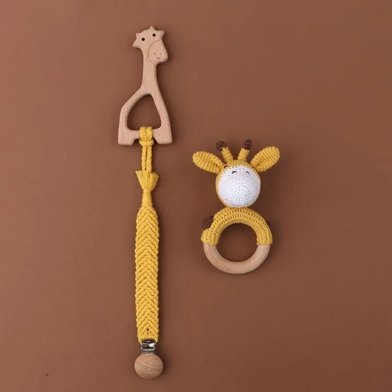 Crochet Set: Rattle, Teether & Pacifier Holder