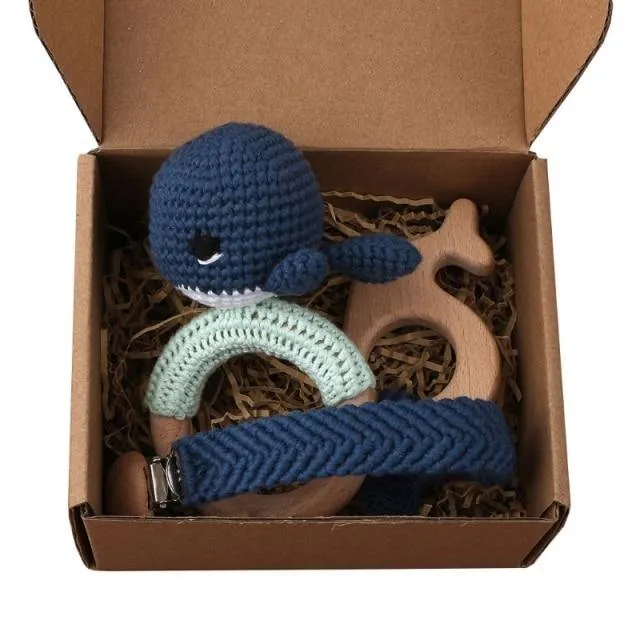 Crochet Set: Rattle, Teether & Pacifier Holder