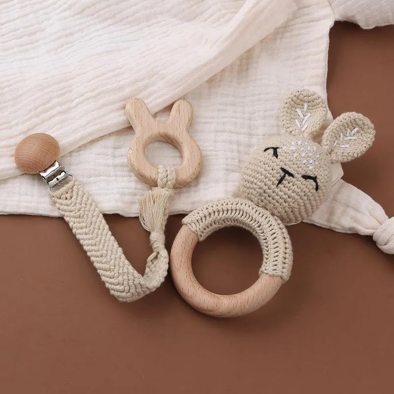 Crochet Set: Rattle, Teether & Pacifier Holder