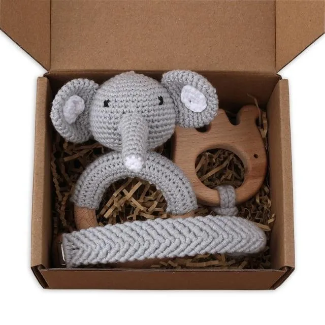 Crochet Set: Rattle, Teether & Pacifier Holder