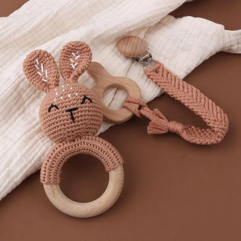 Crochet Set: Rattle, Teether & Pacifier Holder