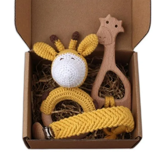 Crochet Set: Rattle, Teether & Pacifier Holder