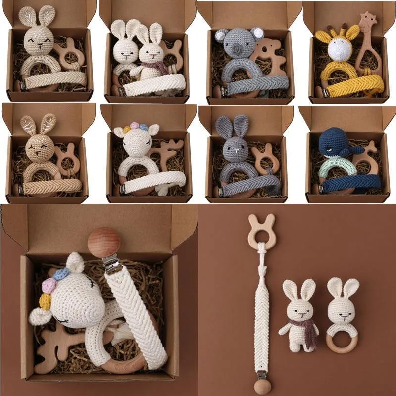 Crochet Set: Rattle, Teether & Pacifier Holder