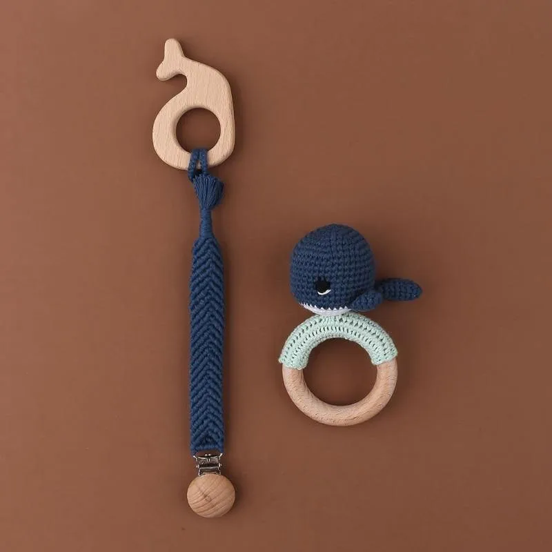 Crochet Set: Rattle, Teether & Pacifier Holder