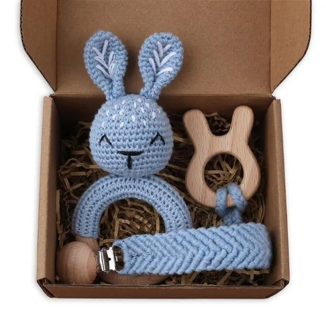 Crochet Set: Rattle, Teether & Pacifier Holder