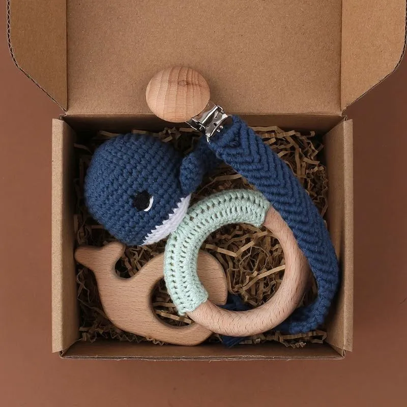 Crochet Set: Rattle, Teether & Pacifier Holder